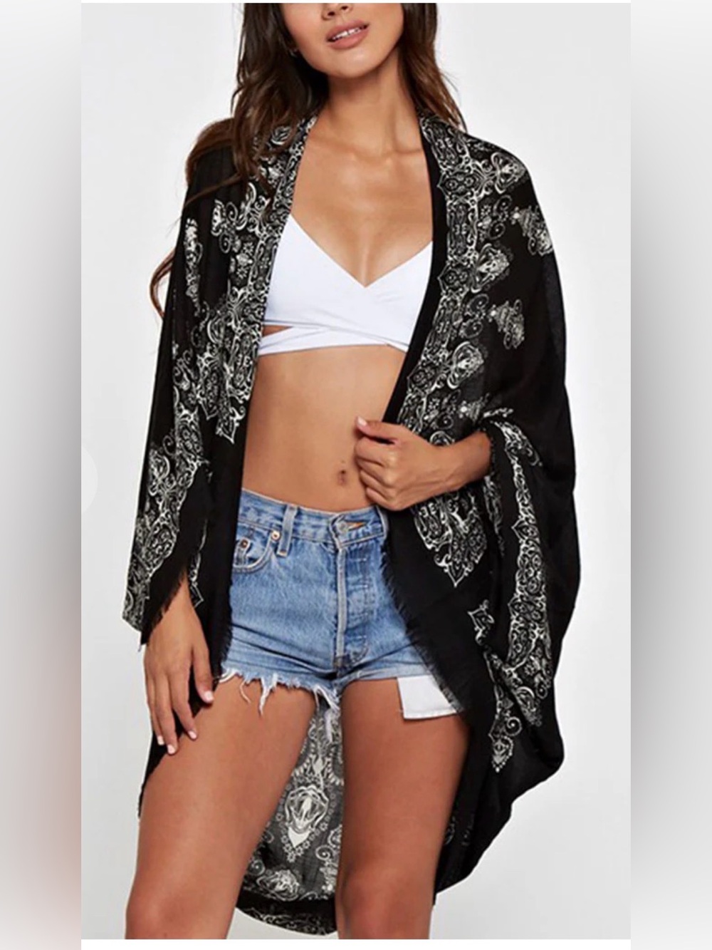 Boho Vixen  TROPHY WIFE COCOON CAPE IN BLACK One Size